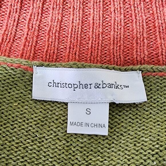 Cj Banks VTG  Tri Color Block Knit Cardigan Sweater with oversized buttons W Sm - Picture 8 of 11